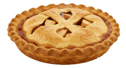 Freshly baked apple pie with a golden crust isolated on white background perfect for food visuals