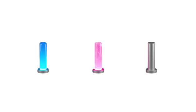 Glowing Pillars on Transparent Background