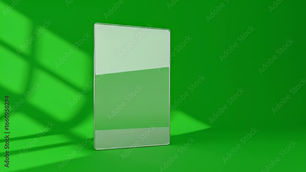 Poster gray rectangular object on green background
