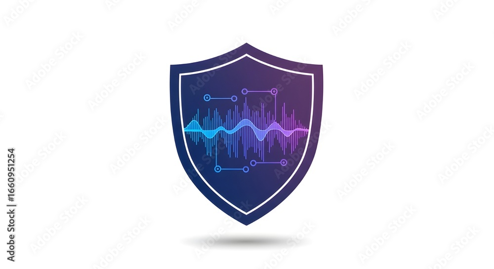 Aufkleber security shield with sound waves graphic | cybersecurity protection for audio files and digital secu