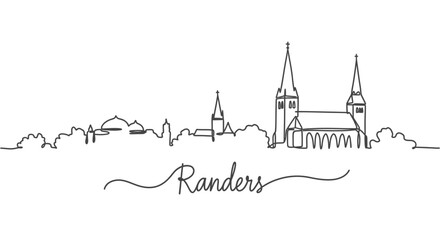 Randers with Denmark Skyline Line art Cityscape.