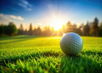 A golf ball rolling on a lush green grass