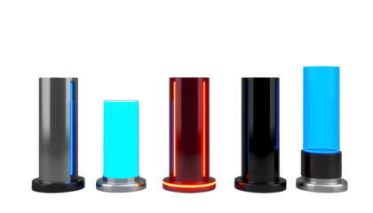 Futuristic Cylindrical Pillars with Glowing Lights