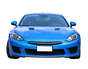 Blue Supercar with Distinctive Front Air Dam, Front-Centered View, isolated on a transparent background.