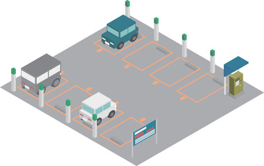 Obraz premium アイソメトリックなフラップレスの駐車場のイメージ素材