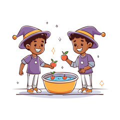 A cartoon illustration of a DJ wearing a witch hat and headphones, mixing music on a turntable.