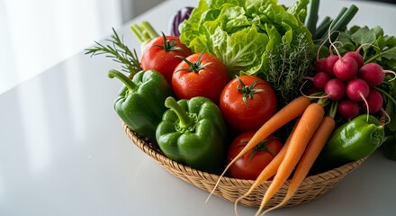 Vibrant Harvest: A Basket of Fresh Vegetables