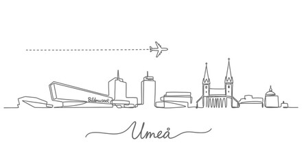 Obraz premium Ume Skyline Airplane Route Minimalist.