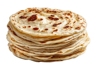  Roti flatbread stacked neatly, white background PNG