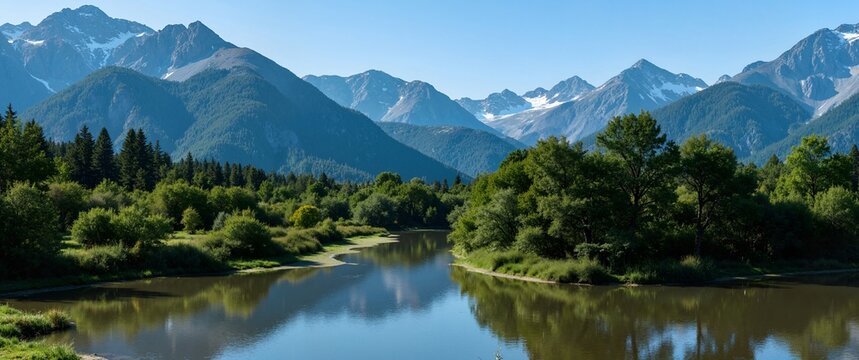 mountain lake in yosemite national park - Powered by Adobe