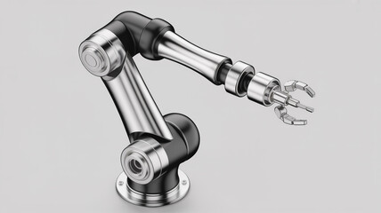 Robotic arm isolated on white background, a symbol of modern technology and industrial automation in manufacturing and engineering processes
