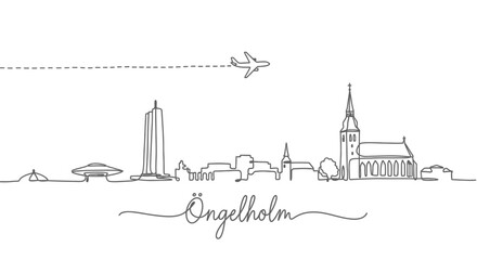 Fototapeta premium Angelholm Skyline with Minimalist, Travel, and Sweden.