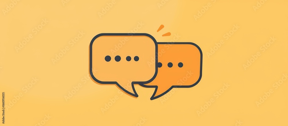 Poster chat bubbles on a yellow background representing conversation and communication.