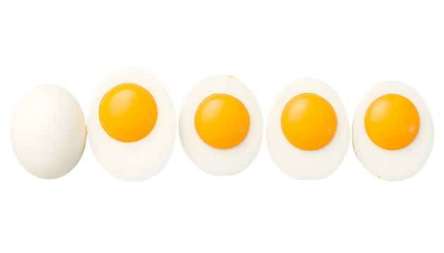 Boiled Eggs Whole and Sliced Displaying Egg Yolks and Whites