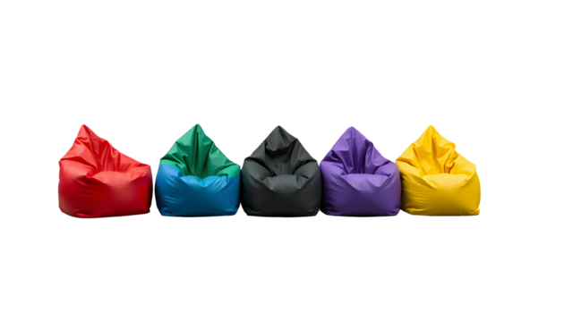 Colorful beanbag chairs assortment for relaxation and interior design