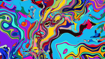 Abstract Psychedelic Brutalism Wave Blob Striped Motion Curves Composition Morphing Amoeba White Neon Fluid Shape Background