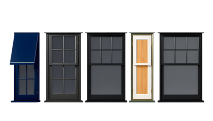 Variety of Window Styles with Transparent Background