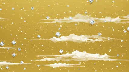 Textured Mustard Yellow Background with Drifting Clouds Snow and Floating Ice Cubes - Powered by Adobe
