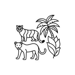 Tropical Rain forest animals illustration