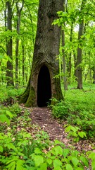 Forest Tree Hollow Path Entrance
