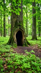 Forest Tree Hollow Entrance Path