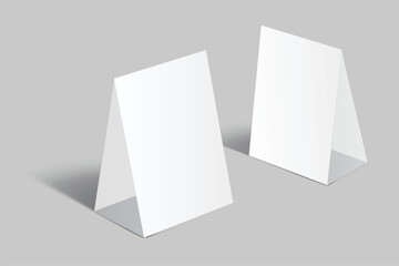 Vector mockup of a blank tent card vertical a4 format, standing isolated. Perfect template for menu design, restaurant, cafe, event signage, table display, branding, promotion, ads and presentations