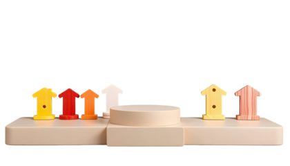 3D Rendered Stage with Wooden Arrow Decor