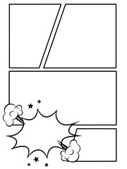 Black and white vector layout for storytelling and graphic novels