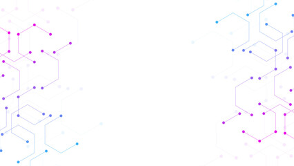 White background with hexagon pattern banner design. Technology hexagonal hi tech digital background. Healthcare technology, innovation medicine, health, science and research.