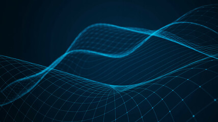 Dynamic digital network wave flow creating futuristic abstract technology background visualization