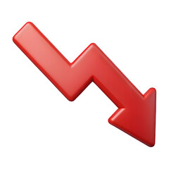 Red Arrow Pointing Downward Representing Decline Loss Failure or Negative Trend on a Black Background