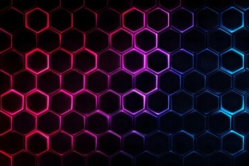 Fototapeta premium Futuristic hexagon grid glowing pattern background