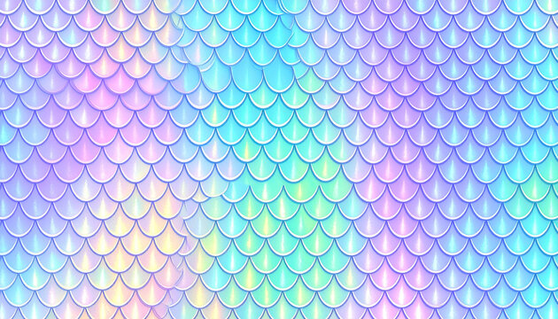 Iridescent mermaid scale pattern with a gradient of pastel colors, creating a shimmering effect.