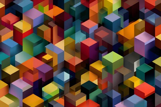 Vivid 3D cube geometric pattern in vibrant tones - Powered by Adobe