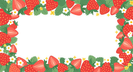 Vibrant fresh strawberry border design for summer fruit celebrations and sweet treats