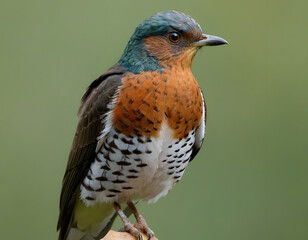 Close-up view of a vibrant cuckoo bird perched and isolated on a transparent background, showcasing detailed plumage and natural colors, ideal for ornithology projects and birdwatching guides.