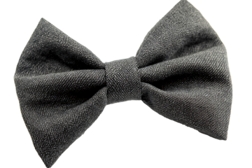 Charcoal grey fabric bow with structured loops on white