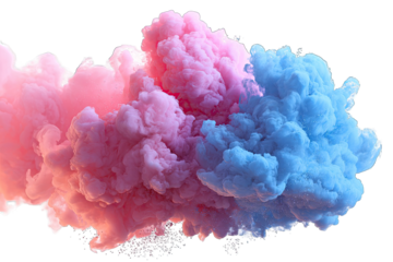 Pink and blue swirling smoke cloud