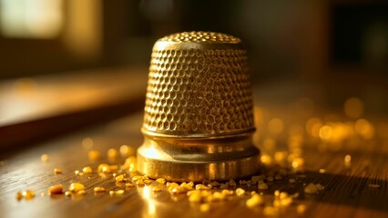 Golden Needle and Particle Art Picture