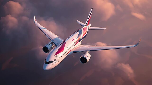 Large jet airplane flying above the cloud