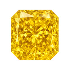 Brilliant cut yellow diamond gemstone on black background