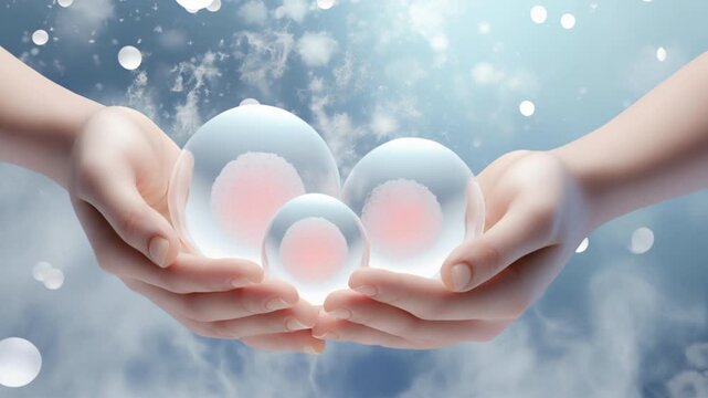 3D Animation of Egg Freezing and Cryopreservation. Stem Cell Freezing and Preservation. Medical Illustration. 