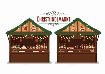 Obraz premium Christmas market stalls with drinks and decorations