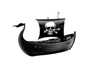 Pirate Ship with Jolly Roger Flag