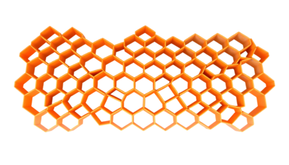 Honeycomb Structure, 3D Rendered Orange Honeycomb Shapes