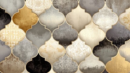 Ornate tile pattern with gold accents