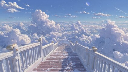 Stairway to the clouds, serene, pastel