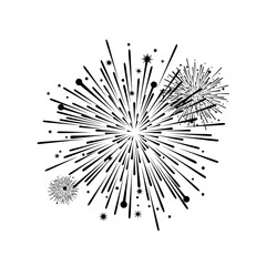 Fototapeta premium Celebratory fireworks design in black and white for festive occasions and new year celebrations