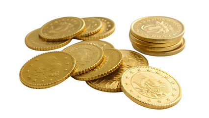 A stack of coins sits isolated, symbolizing wealth and financial savings