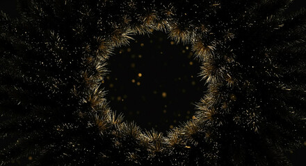 gold garland arrange in circle christmas background